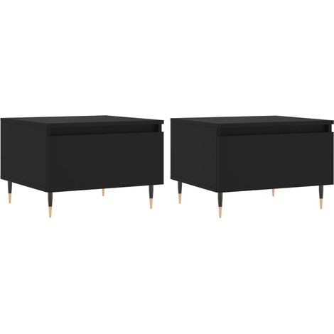 Set di 2 tavolini da caffè comodini con cassetto 50 x 46 x 35 cm in legno ingegnerizzato nero e metallo DEC040411