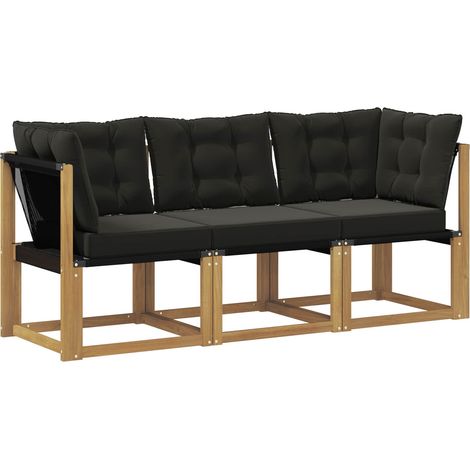 Maison Exclusive - Outdoor Mittel- und Ecksofa mit Kissen 3 Stück