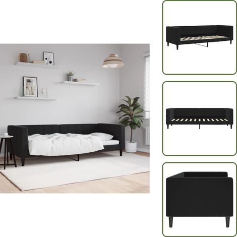 Sofá cama moderno - vidaXL Sofá cama sin colchón terciopelo negro 80x200 cm - Sofá cama con respaldo