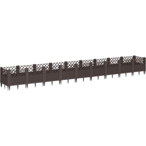 Maison Exclusive - Jardinera con clavijas PP marrón 363,5x43,5x43