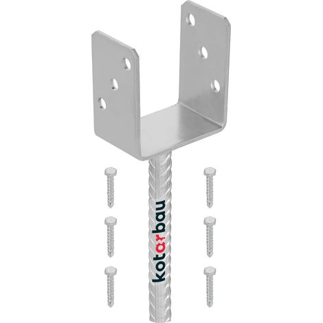 KOTARBAU® Supporto per pali 91 mm per Pali per Recinzioni Legno Ancoraggio Pali al Calcestruzzo Staffe a U Fissaggio Pali Legno Staffe per Travi in Legno Supporto Trave (1/4)