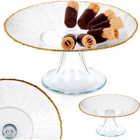 Alzata per torte in vetro dorato per dolci, dessert, snack, vassoio 21 cm (1/5)