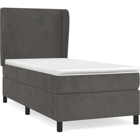 Maison Exclusive - Giroletto a Molle con Materasso Grigio Scuro 100x200 cm Velluto (1/5)