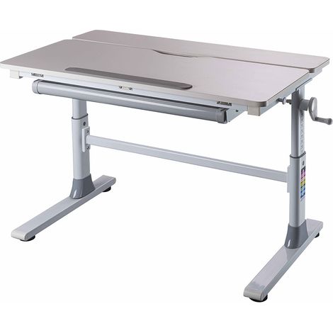 Bureau enfant évolutif et réglable 100x60x56-76 cm gris et blanc (1/5)
