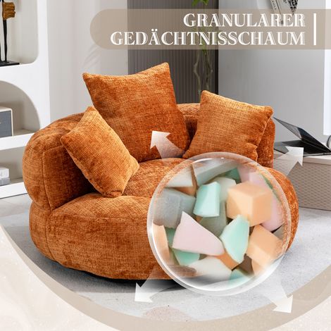 Fauteuil pouf Lazy Sofa résistant, repose-pieds confortable à haut dossier, avec trois coussins, pour adultes et enfants, usage intérieur/extérieur, siège de jeu individuel pour chambre ou bureau (tis (1/5)