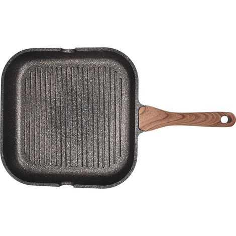 Quadratische Bratpfanne (24 cm) mit Antihaftbeschichtung für Steaks, Crêpes und Grillgerichte, dicker Boden, geeignet für alle Herdarten (1/5)