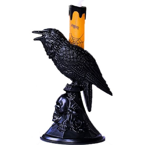 Lampe De Bureau Corbeau - Support À Bougies Électronique À Led - Statue Décorative Pour Fête Et Intérieur - Support 7 Trou - Noir (1/5)