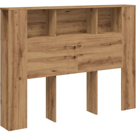 vidaXL Mobiletto con testiera in rovere artigianale 140x18,5x102,5 cm in legno ingegnerizzato