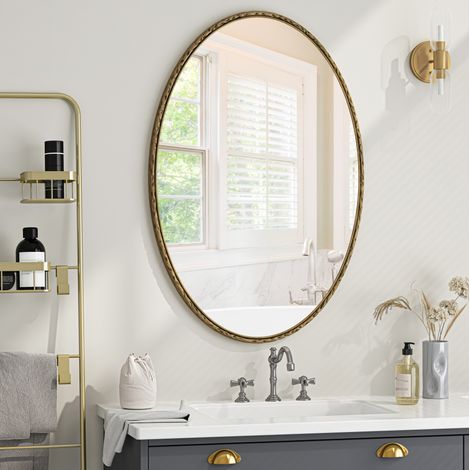 Vintage oval Wandspiegel 100 x 65 cm, Antikoptik, Gold OKMYHOME (1/5)