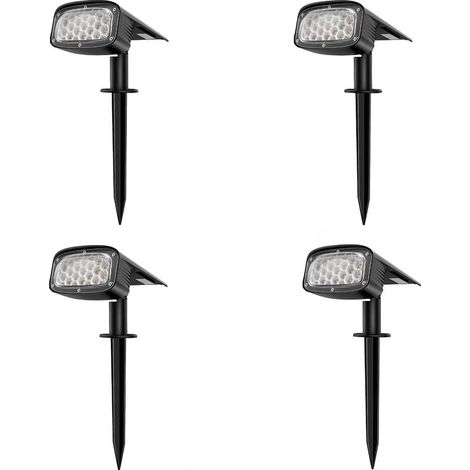 Spot solaire extérieur 34 LEDs Étanchéité IP67 Panneau solaire 1,3W 3 modes d'éclairage pour chemin et patio Lot de 4 pièces - 2-en-1 (1/5)