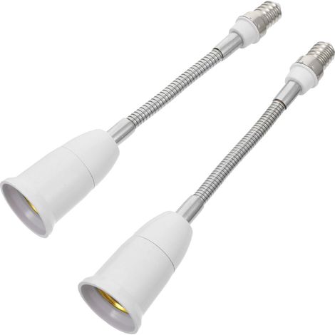 Rallonge de Douille à Vis E14 vers E27 à Tuyau Flexible, Lot de 2 Métal et Plastique, Résistante à Chaleur, Adaptateur D'extension (1/5)