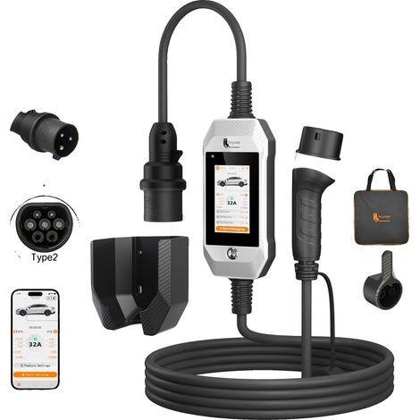 Chargeur EV, Contrôle WIFI Intelligent, Puissance de Sortie de 11kW, Blanc Pur (1/2)