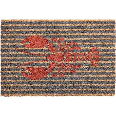 Paillasson en Fibre de Coco 40 x 60 cm Antidérapant Dessous en PVC Motif Homard Multicolore Iriga (1/5)