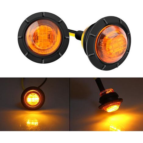 2 Piece 3led 3/4 Inch Truck Side Lights - Yellow, Led Truck Signal Lights, Bus Side Lights, 12v (1/5)