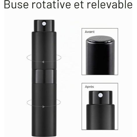 Vaporisateur Vide Rechargeable, Atomiseur Parfum, Recharge Spray Flacon de Parfum, Pulverisateur (Noir)