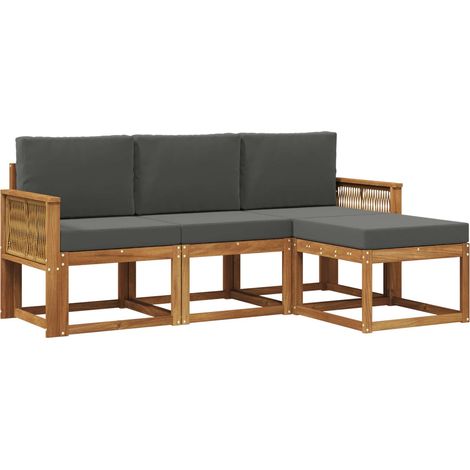 vidaXL Outdoor Sofa Set 4 pcs Natural and Anthracite Polyester (1/3)