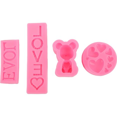 Lot de 4 moules en silicone rose pour cupcakes, résistants à haute température, décorations de gâteaux d’anniversaire. (1/5)