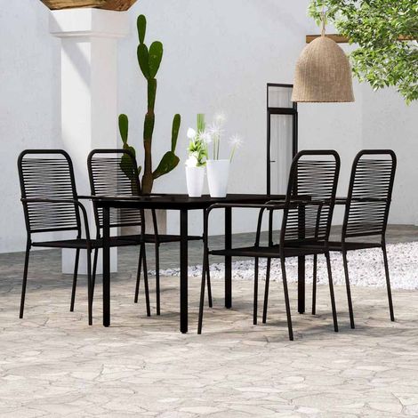 vidaXL Juego de comedor de jardín 5 piezas negro (1/4)