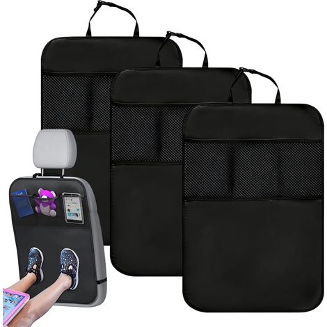 3 Pièces Protections Dossier de Siège Voiture avec 3 Poches Filet (1/5)