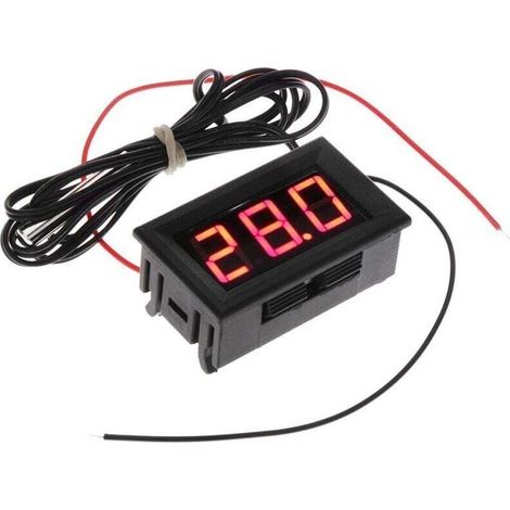 Thermomètre Numérique Réfrigérateur Sonde Capteur Température 50 à 110 °C DC 5-12V Rouge (1/4)