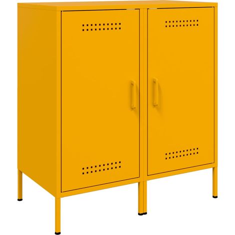 Credenza buffet cassettiera mobile contenitore organizer cucina soggiorno soggiorni set da 2 giallo senape 36 x 39 x 79 cm acciaio Giallo 020036882