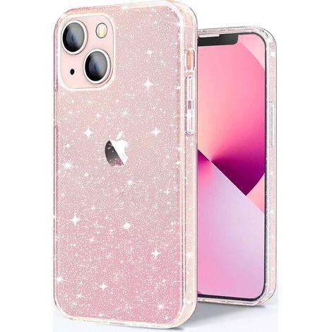 Compatible avec l'iPhone 13, coque transparente à paillettes scintillantes, antichoc et fine, pour femmes et filles - 6,1 pouces (1/5)