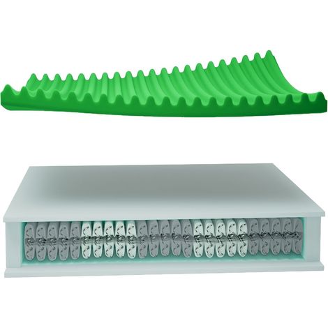 Materasso Piazza e Mezza a Molle Insacchettate e 5cm Memory foam Athos   refibra - Tencel™ - Misura: 120x190 1 piazza e mezza standard