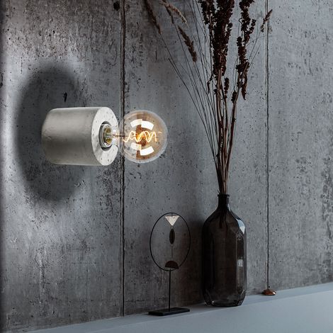 Wandleuchte Beton rund Wandlampe Treppenhaus Innen Wandlampe grau, ohne Lampenschirm, grau, 1x E27, DxH 10x10 cm