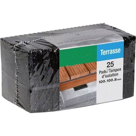 25 Tampons Isolation Lambourde 100 x 100 x Ht. 8 mm - Isolation et Protection Bois - D-Work