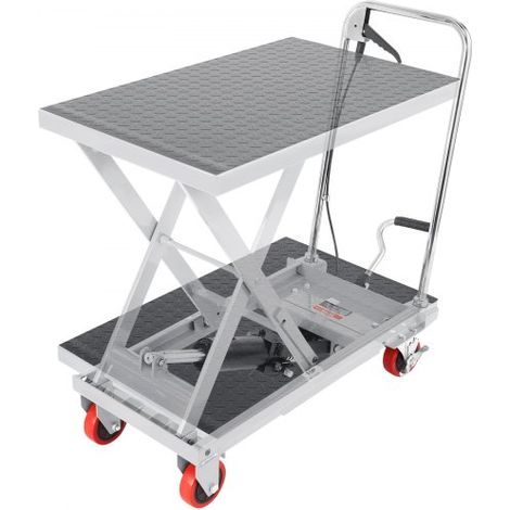 Chariot à Table Élévatrice Hydraulique Charge 230 kg Chariot Élévateur Manuel à Ciseaux Simples Hauteur de Levage 720 mm 4 Roues Coussin Antidérapant pour Manutention Transport Matériaux, Gris (1/4)