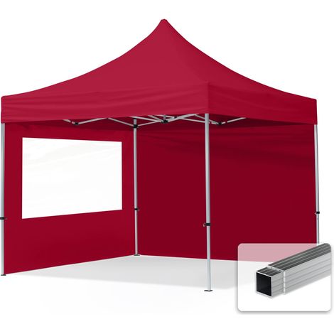 3x3 m Faltpavillon, ECONOMY Alu 32mm, Seitenteile mit Panoramafenster, rot