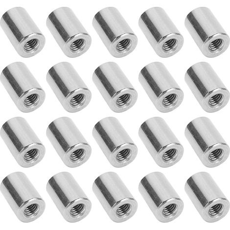 20 écrous de raccordement pour tige ronde, filetage femelle M6x1,0, 12 L17 mm, en acier inoxydable 304 (1/5)