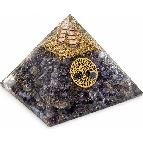 Pyramide orgonite en agate bleue abre de vie 6 cm