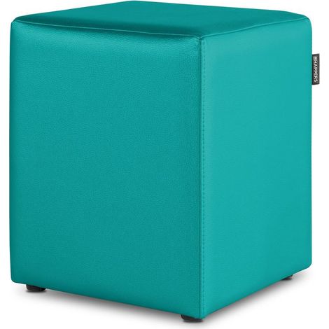 Pouf Cube Similicuir Turquoise 1 UNITÉ Turquoise