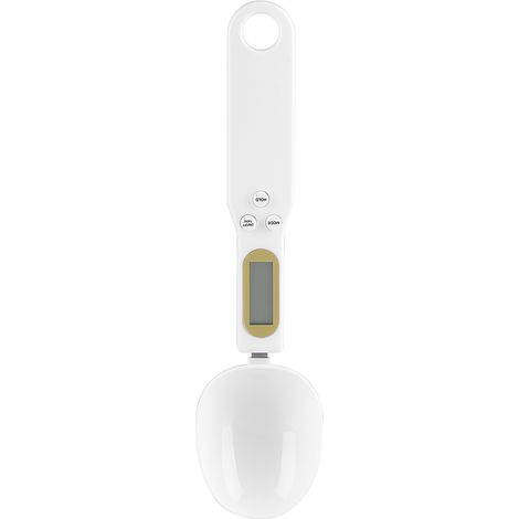 Tragbare elektronische Küchenwaage mit LCD-Display, 500 g/0,1 g, inklusive Messlöffeln, weiß, hohe Präzision zum Backen und für Lebensmittel. (1/5)
