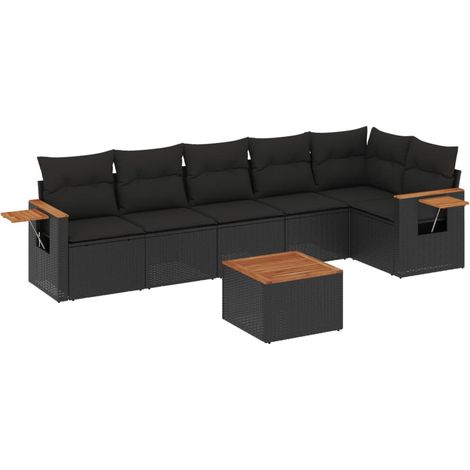 Maison Exclusive - Set de comedor de jardín 7 pzas y cojines ratá