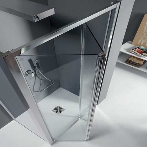 Box Doccia Angolare 90x120 cm FPS30 con Porta a Soffietto Doppio Senso - Reversibile (1/5)