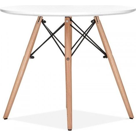ORION91oficial® - Mesa Redonda (Ø100 x75cm) Blanca 4 Patas Redonda Madera de Haya, Estilo Nórdico, Bar, Restaurante, Hostelería, Comedor, Salón, Cocina, Teletrabajo, Oficina - spaziOrion91