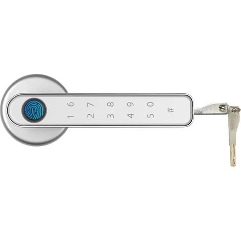 Serrure de porte intelligente Serrure De Porte À Empreintes Digitales, Compatible Bluetooth, Boutons De Porte À Charment USB, Avec 2 Clés, Poignée De Sécurité À Empreintes Digitales, For Chambre À Cou (1/5)