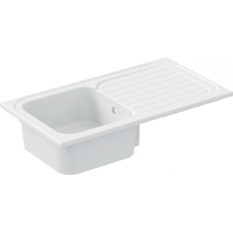 Fregadero empotrado de cerámica VALLAURIS - 92 x 50 cm - GEBERIT - un seno - un escurridor - 00681000000 (1/4)