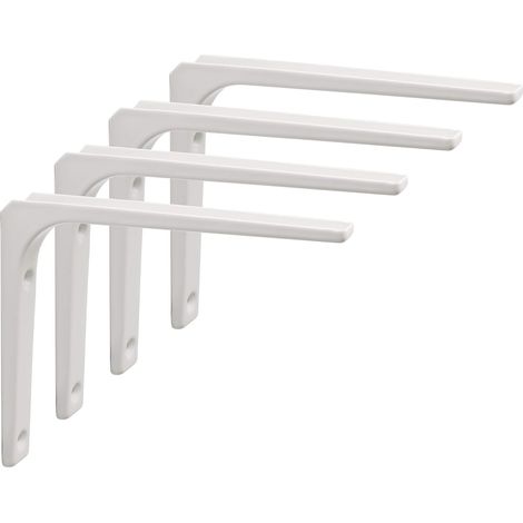 Robuste Regalwinkel, Regalträger, weiße Metall-Regalhalterungen, 90°-L-förmig, 4 Stück, 150 x 125 mm, zur Wandmontage, Eckregale (1/5)