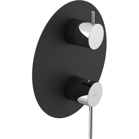 Mitigeur de douche à encastrer ULTRAMIX, 3 voies, interrupteur rotatif, noir mat/chrome