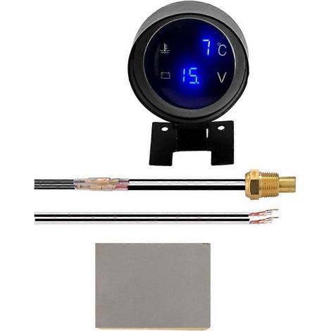 2-in-1 12V 24V Runde LED-Digital-Wassertemperaturanzeige für Auto/LKW, blau (1/5)