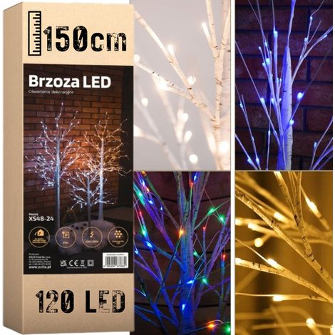 Árbol de Navidad 120 LED - Abedul luminoso 150 cm Abedul LED 150 cm 120 LED color cálido Árbol de Navidad decoración navideña MORE&DECO (1/5)