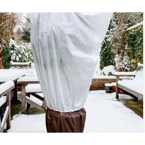 NORTENE 2 Housses d'hivernage bi-matière englobant plante + pot avec zip , cordons de serrage - MaxiFleece - Blanc - Ø 1x 2 x 2,10m