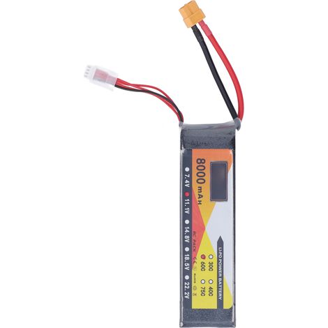 Batterie LiPo 8000 mAh, taux de décharge 60C, 11,1 V, 3S, connecteur XT60, pour modèles réduits d'hélicoptères et de voitures radiocommandées. (1/5)