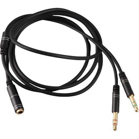 Répartiteur Audio - 3,5 mm Jack Mâle vers 2 Femelles - Pour Partage Écouteurs Téléphone Radio - 1,18 m - Noir (1/5)