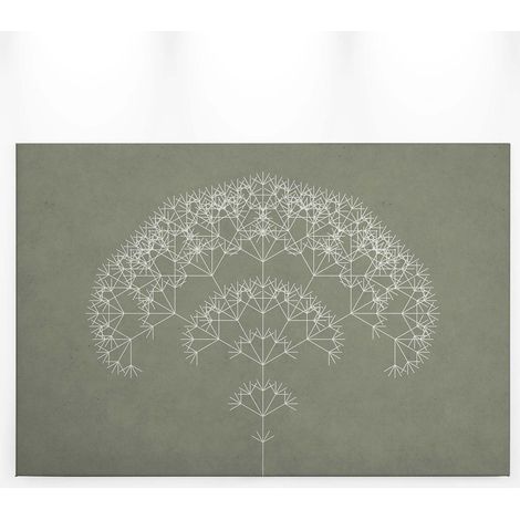 Tableau bureau fleur géométrique pour bureau | Tableau scandinave blanc & gris déco salon & chambre | Tableau sur toile moderne 0,9 x 0,6 m (1/5)
