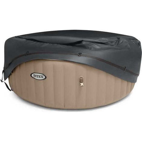 Funda t茅rmica INTEX PureSpa redonda de 8 plazas con espuma de alta densidad gris oscuro bloqueable (1/5)