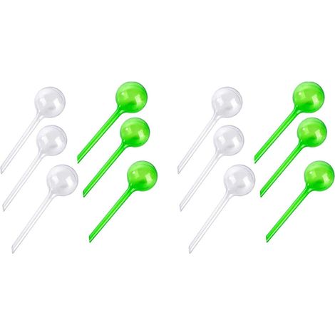 Lot de 12 globes d'arrosage automatiques pour jardin, bulbes d'arrosage automatique pour plantes (transparents et verts) (1/5)